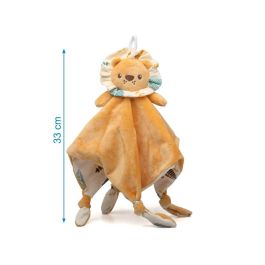 KioKids Doudou León Peluche de Apego para Bebé +0 Meses. Juguete Reconfortante que Aporta Seguridad para Dormir, en Poliéster Naranja.