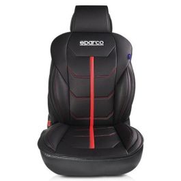 Sparco SPCS414RD Respaldo de Asiento Ferrara Negro/Rojo PVC, Universal, Acolchado y Ergonómico. 1 Unidad para Coche