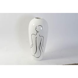 DKD Home Decor Jarrón Moderno Blanco 34 x 34 x 73.5 cm Resina Mujer Abstracto