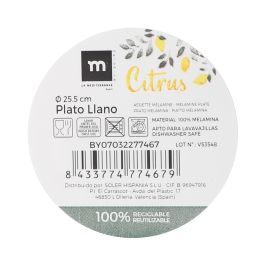 La Mediterranea Plato Llano Melamina Mate Citrus 25.5 cm para Mesa (24 Unidades)