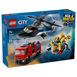 LEGO 60462 Helicóptero, Cami3n Bomberos Y Submarino