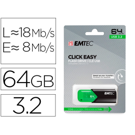 Emtec Click Easy Memoria USB 3.2 64 GB Verde Rápida Transferencia de Datos Compatible con Windows y Mac Precio: 11.49999972. SKU: B1DL22DJLL