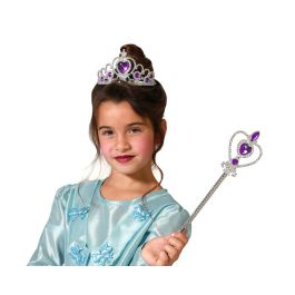 Tiara plateada con corazones y varita morada para princesa infantil - Accesorio para fiestas y juegos Precio: 1.49999949. SKU: B1D5KNRZ95