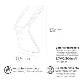 Edm Aplique Solar 3,5W 430lm Recargable IP65 Blanco, Sensor Presencia (2-8m), 2 Tonalidades Luz, Modos A/B, Ref:38110 Edm Aplique Solar 3,5W 430lm Recargable IP65 Blanco, Sensor Presencia (2-8m), 2 Tonalidades Luz, Modos A/B, Ref:38110