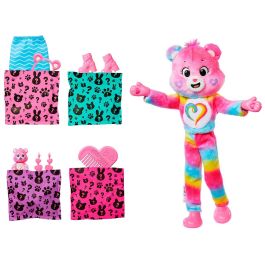 Barbie Jfv60 Muñeca Cutie Reveal Oso Amoroso de Peluche, Serie Care Bears con 10 Sorpresas y Accesorios