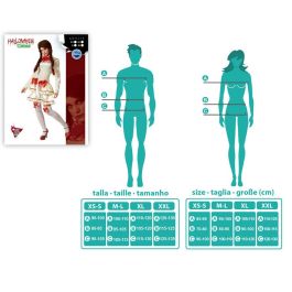 Disfraz Muñeca de Porcelana Mujer Adulta con Vestido Beige y Lazos Rojos para Halloween Talla XL