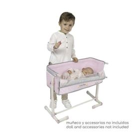 Decuevas Cuna regulable "Duerme conmigo" para muñecas de hasta 48 cm. Cuna de juguete de metal, plástico y poliéster