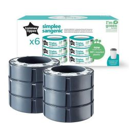 Tommee Tippee Recambios Sangenic SIMPLEE Multipack x6. Compatibles con Contenedores Tommee Tippee Anti-Olor, Película Multicapa.