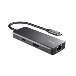 Trust 24968 Docking USB-C Dalyx 6 en 1 - Hub multipuerto para portátil con HDMI 4K, 2xUSB-C, 2xUSB 3.0, RJ45 Gigabit Ethernet. Gris