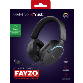 Trust Gaming GXT 490 Fayzo Auriculares Gaming USB 7.1 Envolvente, Micrófono Cancelación Ruido, RGB, Compatibles PC PS4 PS5 - Negros