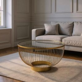 Mesa Centro Oro Metal-Cristal 75 X 75 X 39,50 cm Precio: 240.0035. SKU: B1E7QTED7Y