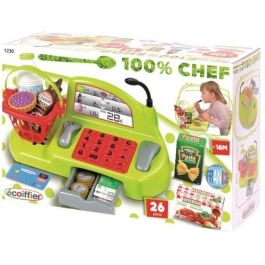 Ecoiffier Caja Registradora Chef para Niños +18 Meses con Cajón de Monedas, Billetes, Lector, Micrófono y Accesorios