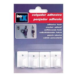 Inofix 2019-2-001 Colgador adhesivo blanco, acero inoxidable, blister 4 unid.