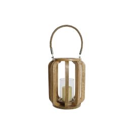 DKD Home Decor Portavela Alpino de Mango y Cristal Natural 25x25x35 cm