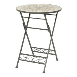 Mesa Bistro Plegable Exterior Metálica y Mosaico Color Negro Ø60 x 76 cm
