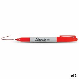 Sharpie Rotulador Permanente Punta Fina Rojo para Papel, Plástico, Metal. Secado Rápido, Resistente al Agua, Trazo 1 mm