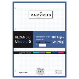 Recambio Papyrus Unicolor5 A4 100H 90G 4 Taladros Cuad.5X5 Colores Vivos 24 unidades Precio: 91.50000035. SKU: B18W8VTCE8