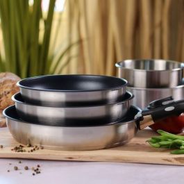 Batería de cocina - Inducción - MENASTYL - 7930018 - Acero inoxidable - 6 piezas - Mango extraíble - Gris Batería de cocina - Inducción - MENASTYL - 7930018 - Acero inoxidable - 6 piezas - Mango extraíble - Gris