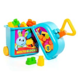 Carrito maleta trolley azul con 20 bloques. Carrito maleta trolley azul con 20 bloques.