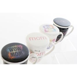 DKD Home Decor Mom Mug Infusiones Porcelana Inox Multicolor 380ml (12 Unidades)
