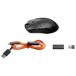 be quiet! Dark Perk Sym Gaming Mouse Inalámbrico 2.4GHz 32000 DPI RGB con Cable USB-C Recargable y Receptor, Óptico, Negro - Mando Derecho