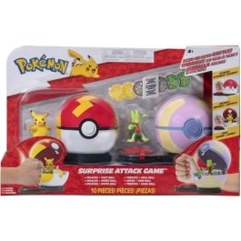 2 Poké Balls con sus Pokémon y 6 discos de ataque - BANDAI - Pokémon - Poké Ball ataque sorpresa Pikachu vs Arcko - Juego