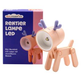 Realpower 486313 Linterna LED de Bolsillo con Diseño de Ciervo Rosa - Funciona con Baterías LR41