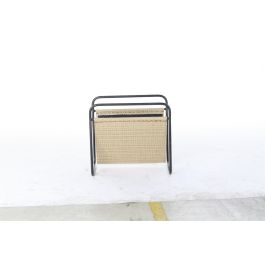 DKD Home Decor Revistero Balines de Metal y Ratán Natural Negro 26x39x36 cm