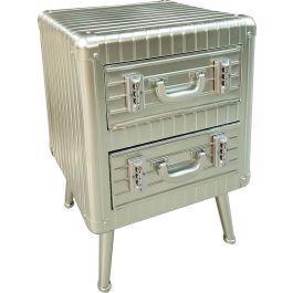 DKD Home Decor Mesita de Noche Vintage Plateado 39x63x46 cm