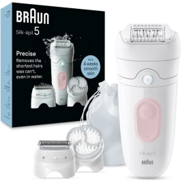 Braun Silk-épil 5 5-060 Depiladora Eléctrica para una Depilación Fácil y Piel Suave Duradera Blanco / Rosa