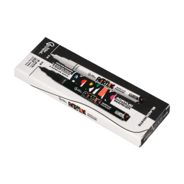Liderpapel Rotuladores Acrylic Base Agua Todo Tipo de Superficie Punta Fina 0,7 mm Caja de 4 Perfiladores Blanco y Negro