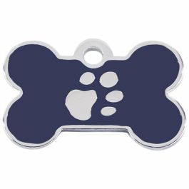Placa identificativa para collar Imarc Bone Azul Plata