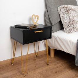 Vinthera Mesilla Moa Madera Melamina y Patas Acero Negro 40x30x50 cm