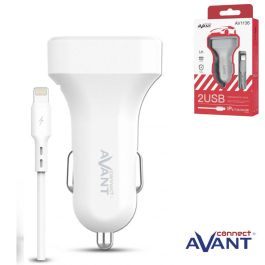 AVANT CONNECT Cargador de Coche 2 Puertos 2.4A USB + Cable Lightning para iPhone - Modelo AVANT Precio: 3.50000002. SKU: B1JD3YX723