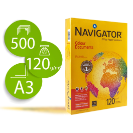 Navigator Papel DIN A3 120 gramos Paquete de 500 Hojas para Fotocopiadora, Impresión Inyección y Láser, Blanco