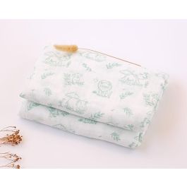 KioKids - Muselina Estampado Selva Color Salvia 120x120 cm, Bambú 70% y Algodón 30% para Bebé +0 Meses, Certificado OEKO-TEX