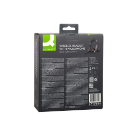 Q-connect Auricular Inalámbrico Diadema con Micrófono Flexible, Botón Bluetooth USB, Color Negro