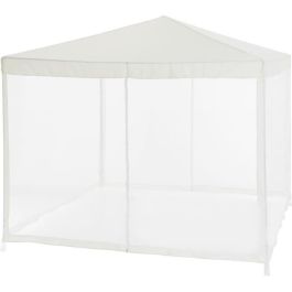 Arbor de jardín con 4 redes de mosquitos - 3x3m - Acero y poliéster 140 G - Blanco