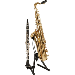 QUIKLOK Soporte Saxo Alto/Tenor Ajustable A36 para Suelo, Plegable, Negro