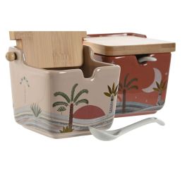 Azucarero Boho DKD Home Decor Terracota Beige 11 x 8 x 10.5 cm (2 Unidades)