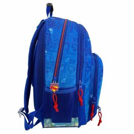 CYP BRANDS Mochila escolar Superman DC Comics 43cm adaptable con 3 bolsillos, asa PVC y espalda transpirable