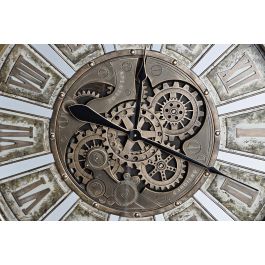 DKD Home Decor Reloj de Pared Loft, Dorado y Blanco, de Hierro y Cristal, 72 x 72 cm