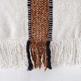 Cojín Blanco-Marrón Algodón/Terciopelo 30 X 50 cm