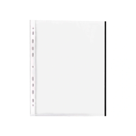 Funda multitaladro Q-connect Din A4 Cristal 70 micras con borde negro, Bolsa 10 unidades