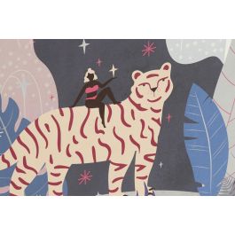 DKD Home Decor Cuadro Scandi Azul Rosa Árboles Noche 73x53 cm (2 Unidades)