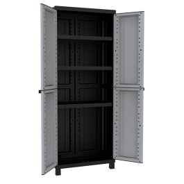 Terry Twistblack 2680 Armario de dos puertas, 3 baldas regulables, Gris/negro, Resina, 68 x 39 x 170 cm