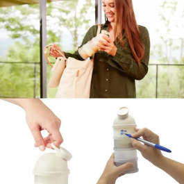 Babymoov Cajas Medidoras de Leche en Polvo con Pico Vertedor Ergonómico BAB3661276188136 Beige