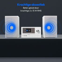 Medion AAAPE16825 Minicadena Hi-Fi Radio por Internet DAB/FM Reproductor de CD 2x15W RMS Blanco