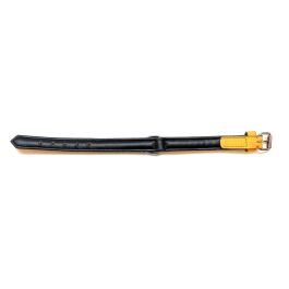 Gloria Collar Perro Piel Auténtica Acolchado Mullido, Triple Capa para Máxima Comodidad, Anti-Rozaduras, 35 cm x 15 mm Amarillo