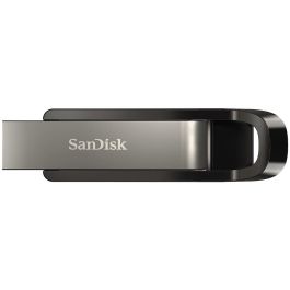 SanDisk Extreme Go Memoria USB 3.2 de 256GB, Tipo A, Velocidad de lectura 400MB/s, Diseño deslizable, Color negro/acero inoxidable